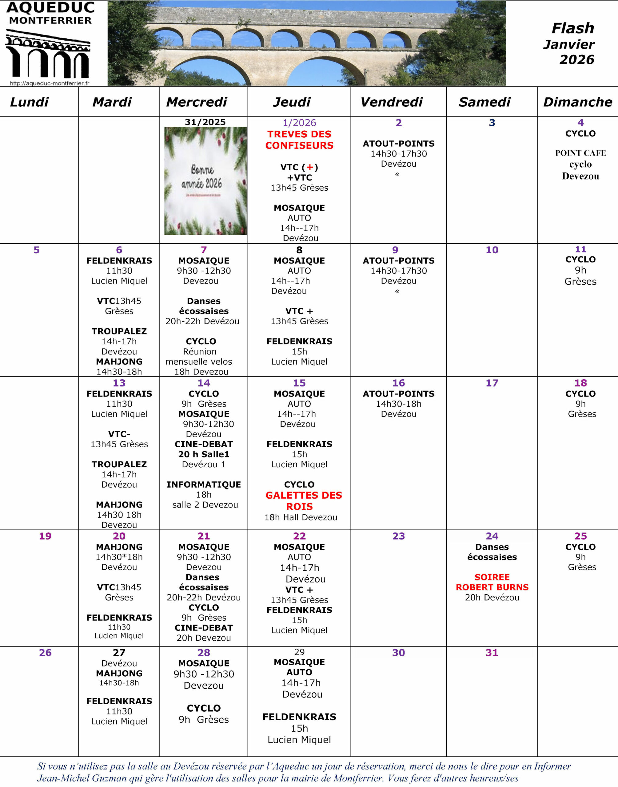 Aqueduc Flash Janvier 2026
