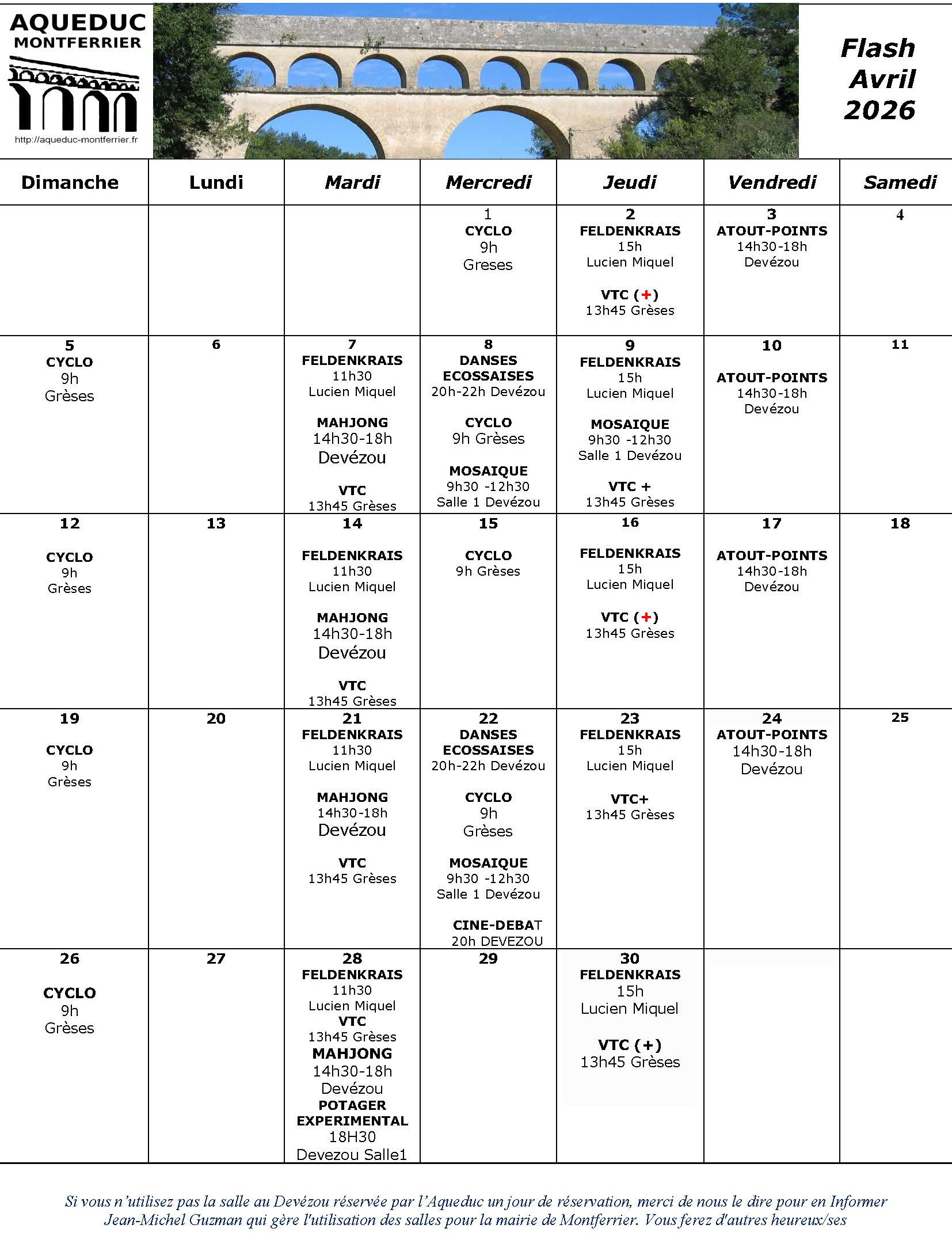 Aqueduc Flash Avril 2026